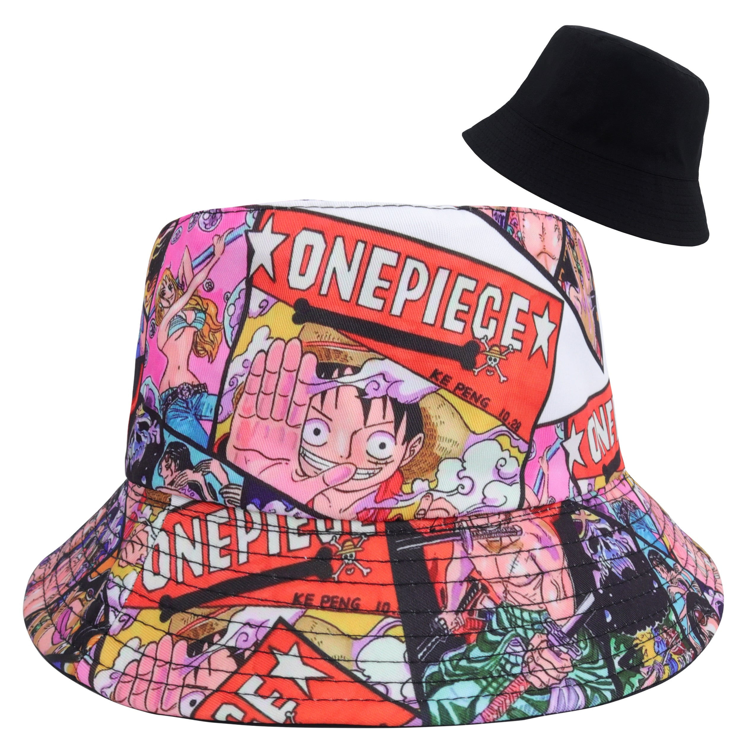 Roffatide Anime One Piece Packable Bucket Hat Graffiti Luffy Printed