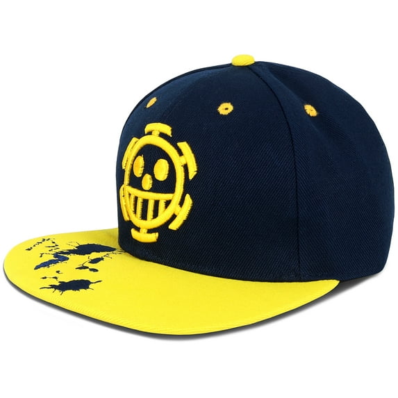 Roffatide Anime Trafalgar Law Baseball Cap Embroidered Snapback Hat Adjustable Flat Brim Cap Trucker Hat Black