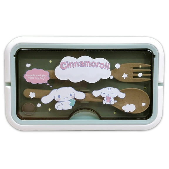 Roffatide Cartoon Cinnamoroll Cute Printed All-in-One Bento Boxes with Handle Kawaii 4-Point Lock Type Lunch Box Containers for Food Fruit Snack