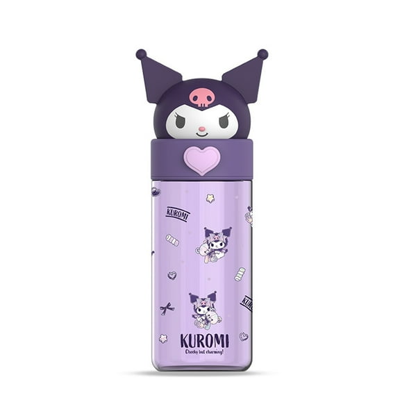 Roffatide Kawii Cartoon Kuromi Leakproof Tritan Water Bottle for Women's, Purple, 500M, No straw
