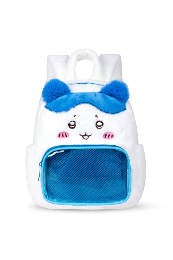 Cute Chiikawa Plush Ita Backpack Hachiware Usagi Lolita Backpack with Insert Cartoon Fuzzy Ita Bag Clear Pin Display Bag White