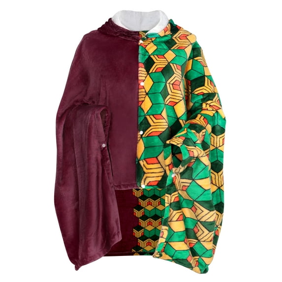 Roffatide Demon Slayer Tomioka Giyuu Wearable Blanket Hoodie Anime Cosplay Warm Cozy Mantle Shawl Soft Pajamas Cloak Cape, 160*100 cm