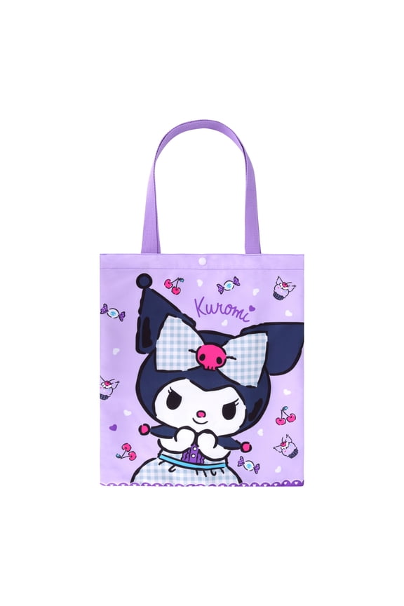 Unisex Canvas Anime Kuromi Tote Shoulder Bag, Purple, 1-Piece
