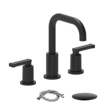 Roffenny Matte Black 8 inch Widespread Bathroom Faucet with Drain and 2pcs WaterLines