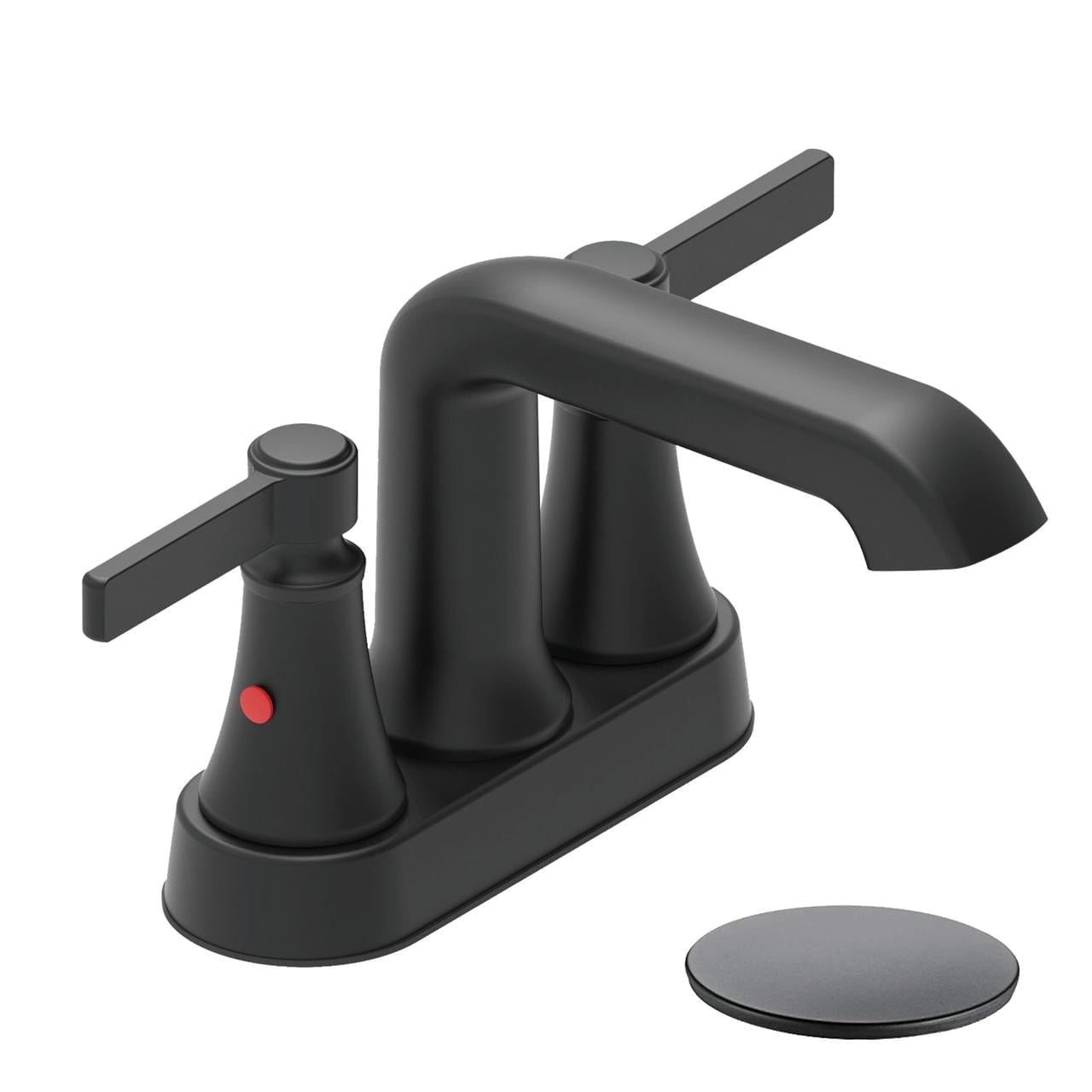 Roffenny Two Handle 4 inch Centerset Matte Black Bathroom Faucet with Pop Up Drain