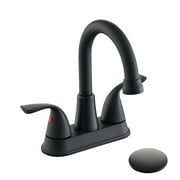 Roffenny2-Handle 4 inch Centerset Matte Black Bathroom Faucet with Pop Up Drain