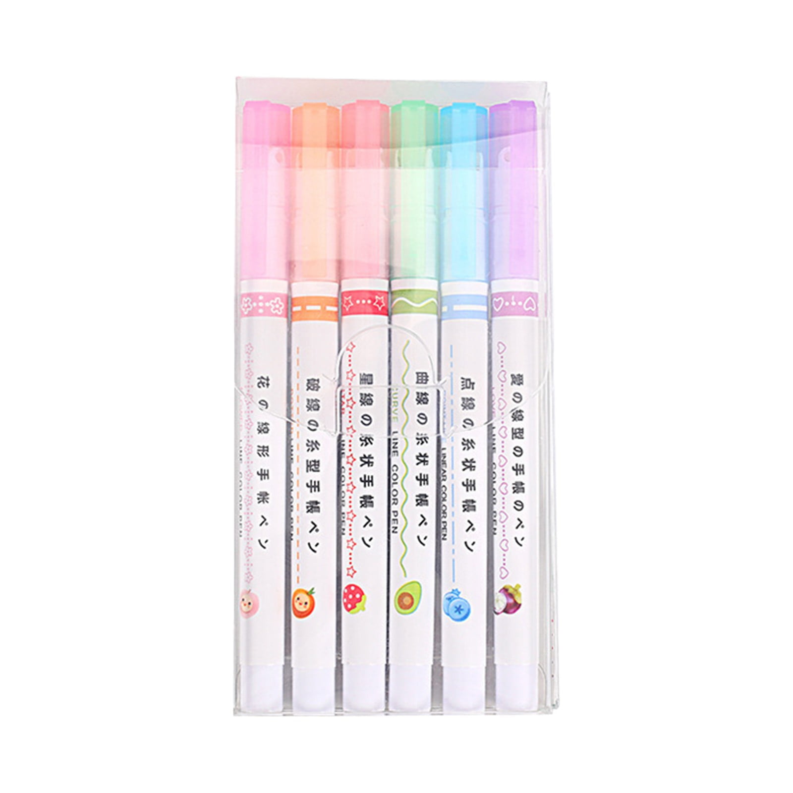 Rofhy 6*Pen,Flower-Shaped Outline Pen Linear Diy Quick-Drying Stroke Pen Curve Pen Handbook Roller Printing Pen,