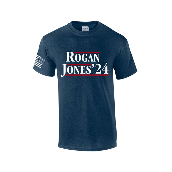 Rogan Jones '24 Funny Political Mens Short Sleeve T-shirt Graphic Tee-Heather Navy-xxl