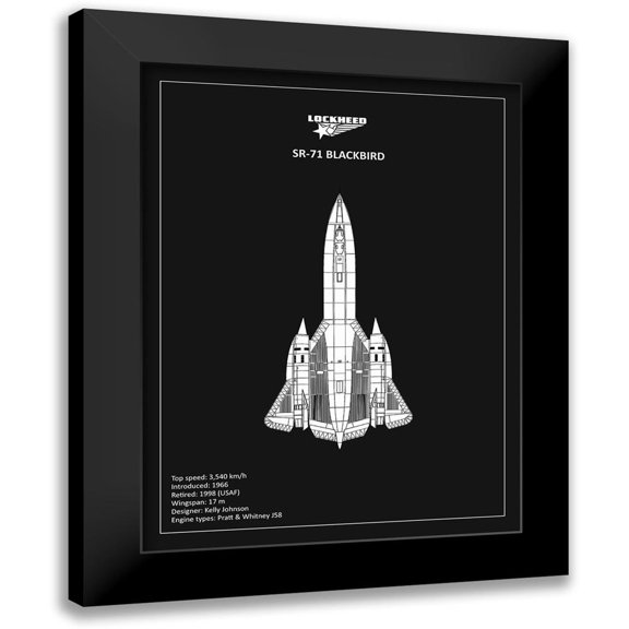 Rogan, Mark 12x14 Black Modern Framed Museum Art Print Titled - BP LOCKHEED SR-71 Black