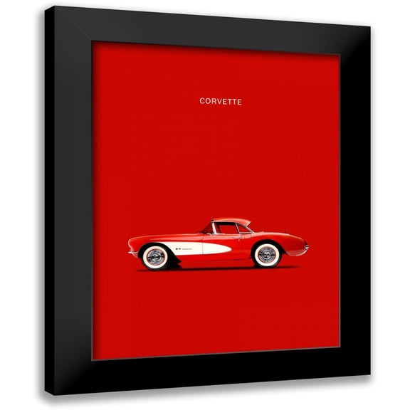 Rogan, Mark 12x14 Black Modern Framed Museum Art Print Titled - Corvette 1957 Red