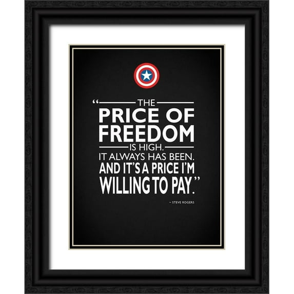 Rogan, Mark 12x14 Black Ornate Wood Framed with Double Matting Museum Art Print Titled - Captain America - Freedom