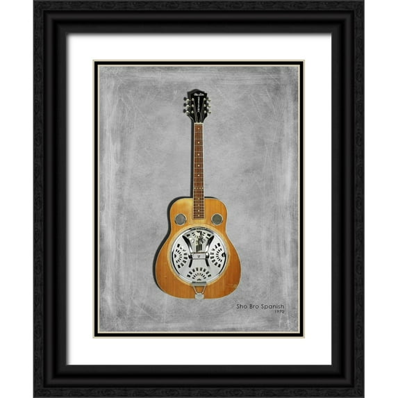 Rogan, Mark 12x14 Black Ornate Wood Framed with Double Matting Museum Art Print Titled - Gretsch Sho Bro Spanish 1970