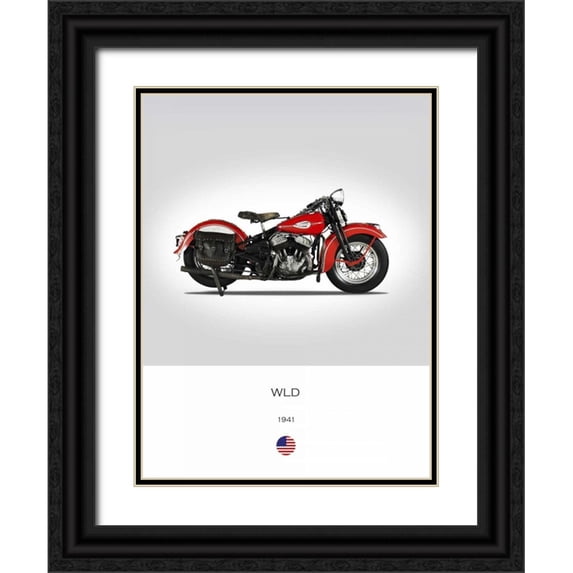 Rogan, Mark 12x14 Black Ornate Wood Framed with Double Matting Museum Art Print Titled - Harley Davidson WLD 1941