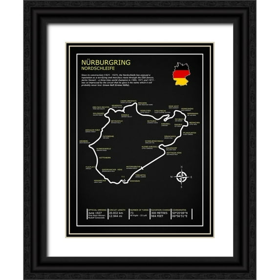 Rogan, Mark 12x14 Black Ornate Wood Framed with Double Matting Museum Art Print Titled - Nurburgring Nordschleife BL