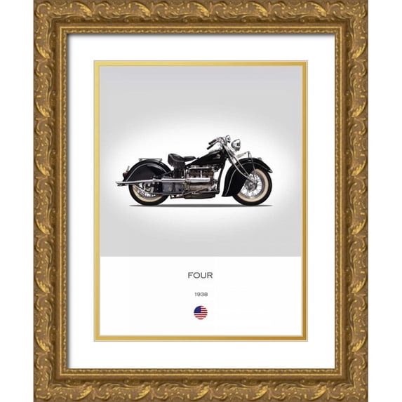 Rogan, Mark 12x14 Gold Ornate Wood Framed with Double Matting Museum Art Print Titled - Indian Four 1938