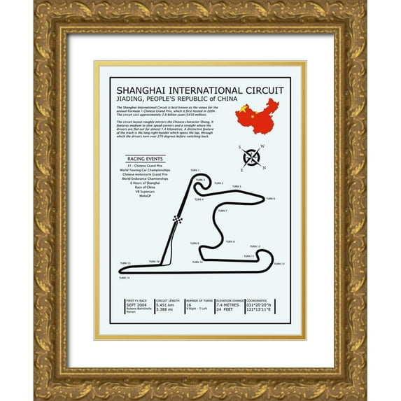 Rogan, Mark 12x14 Gold Ornate Wood Framed with Double Matting Museum Art Print Titled - Sepang Intl. Circuit