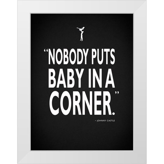 Rogan, Mark 12x14 White Modern Wood Framed Museum Art Print Titled - Dirty Dancing Baby InA Corner
