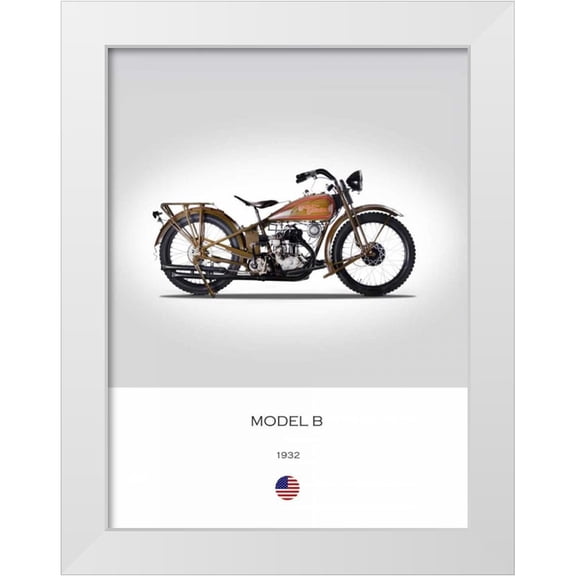Rogan, Mark 12x14 White Modern Wood Framed Museum Art Print Titled - Harley Davidson Model B 1932