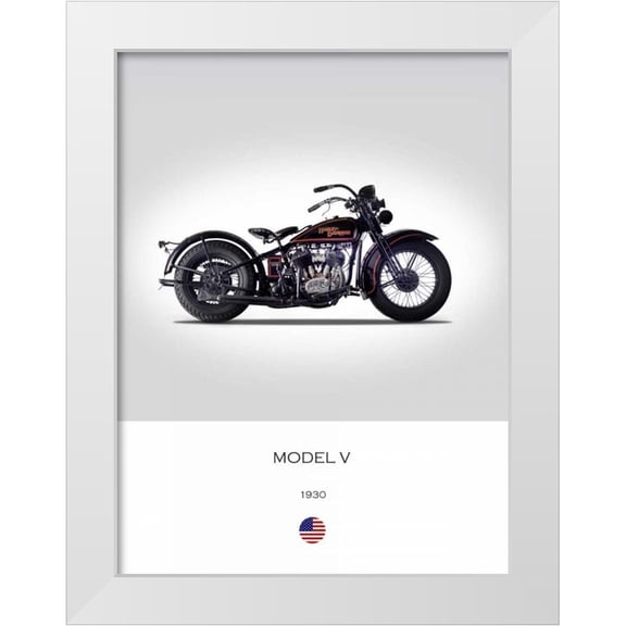 Rogan, Mark 12x14 White Modern Wood Framed Museum Art Print Titled - Harley Davidson Model V 1930