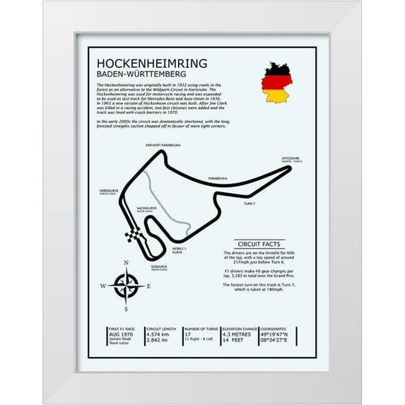 Rogan, Mark 12x14 White Modern Wood Framed Museum Art Print Titled - Hockenheimring Circuit