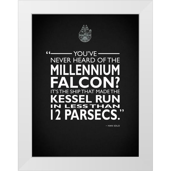Rogan, Mark 12x14 White Modern Wood Framed Museum Art Print Titled - Star Wars - Millenium Falcon