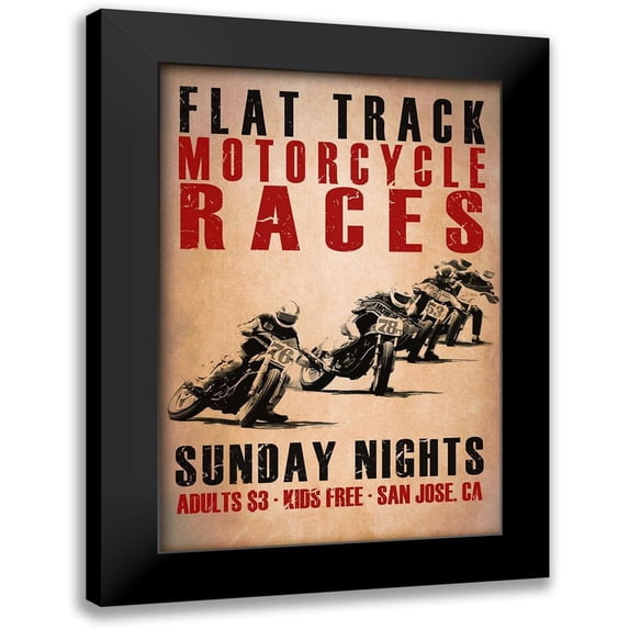Rogan, Mark 13x18 Black Modern Framed Museum Art Print Titled - Flat Track Racers