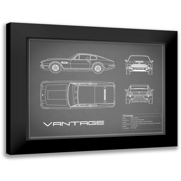 Rogan, Mark 14x12 Black Modern Framed Museum Art Print Titled - Aston V8 Vantage-Grey