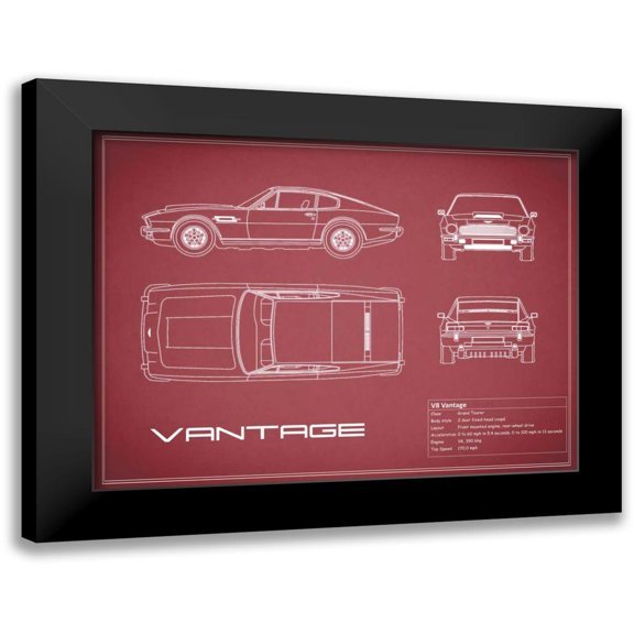 Rogan, Mark 14x12 Black Modern Framed Museum Art Print Titled - Aston V8 Vantage-Maroon