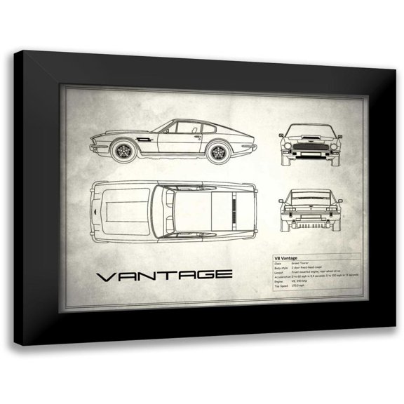 Rogan, Mark 14x12 Black Modern Framed Museum Art Print Titled - Aston V8 Vantage White