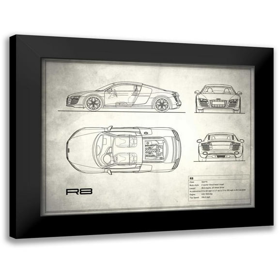 Rogan, Mark 14x12 Black Modern Framed Museum Art Print Titled - Audi R8 V10 White