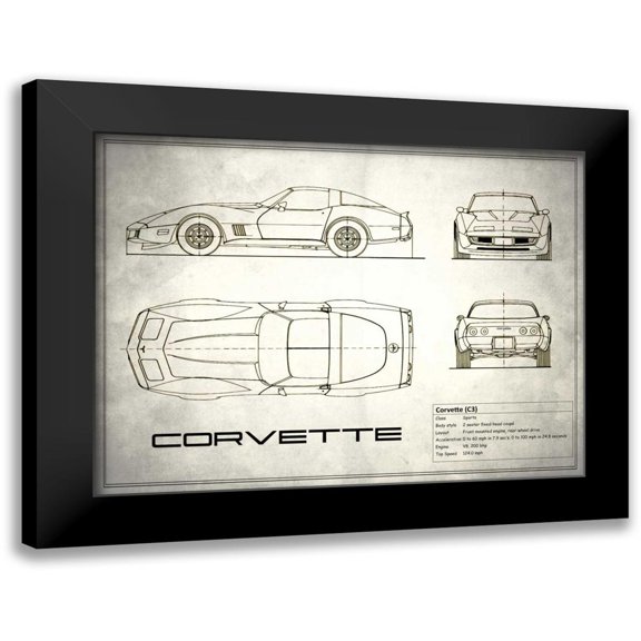 Rogan, Mark 14x12 Black Modern Framed Museum Art Print Titled - Corvette C3 White