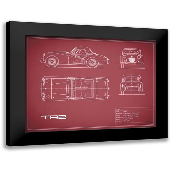 Rogan, Mark 14x12 Black Modern Framed Museum Art Print Titled - Triumph TR2-Maroon