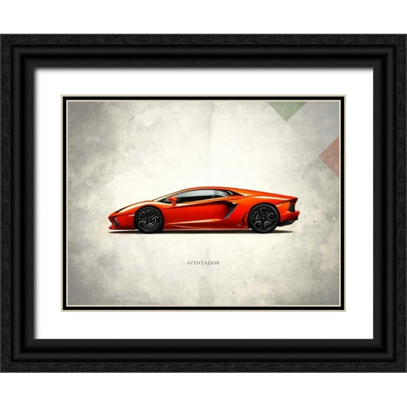 Rogan, Mark 14x12 Black Ornate Wood Framed with Double Matting Museum Art Print Titled - Lamborghini Aventador