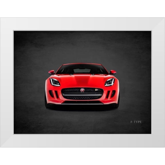 Rogan, Mark 14x12 White Modern Wood Framed Museum Art Print Titled - Jaguar F-Type Front