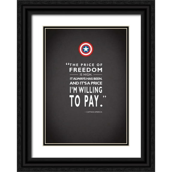 Rogan, Mark 14x18 Black Ornate Wood Framed with Double Matting Museum Art Print Titled - Capt America Quote