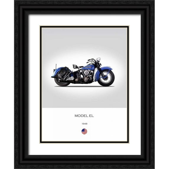 Rogan, Mark 15x18 Black Ornate Wood Framed with Double Matting Museum Art Print Titled - Harley Davidson Model EL 1948