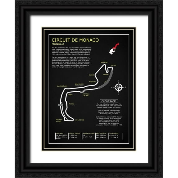 Rogan, Mark 15x18 Black Ornate Wood Framed with Double Matting Museum Art Print Titled - Monaco Circuit BL