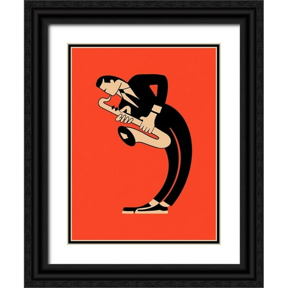 Rogan, Mark 15x18 Black Ornate Wood Framed with Double Matting Museum Art Print Titled - The Saxophone