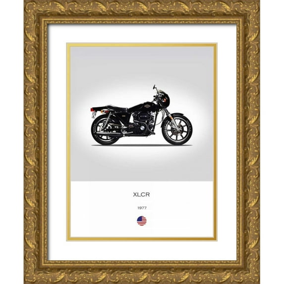 Rogan, Mark 15x18 Gold Ornate Wood Framed with Double Matting Museum Art Print Titled - Harley Davidson XLCR 1977