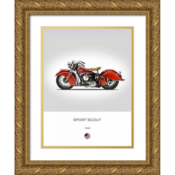 Rogan, Mark 15x18 Gold Ornate Wood Framed with Double Matting Museum Art Print Titled - Indian Sport Scout 1940