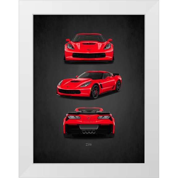 Rogan, Mark 15x18 White Modern Wood Framed Museum Art Print Titled - Chevrolet-Corvette-Z06