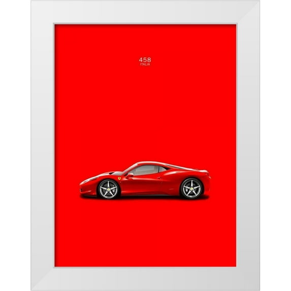 Rogan, Mark 15x18 White Modern Wood Framed Museum Art Print Titled - Ferrari 458 Italia Red