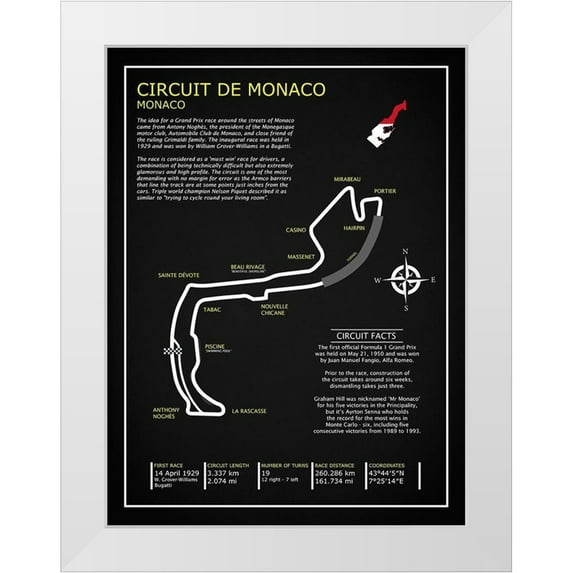 Rogan, Mark 15x18 White Modern Wood Framed Museum Art Print Titled - Monaco Circuit BL