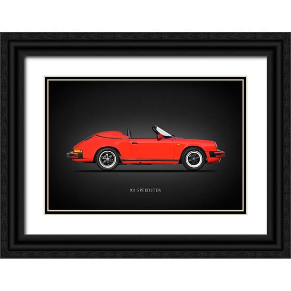 Rogan, Mark 18x13 Black Ornate Wood Framed with Double Matting Museum Art Print Titled - Porsche 911 Speedster 1989