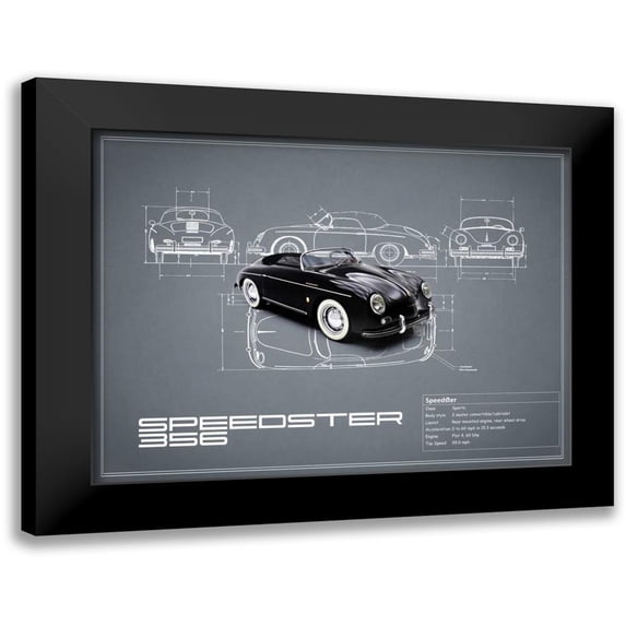 Rogan, Mark 18x15 Black Modern Framed Museum Art Print Titled - Porsche Speedster 1959 White