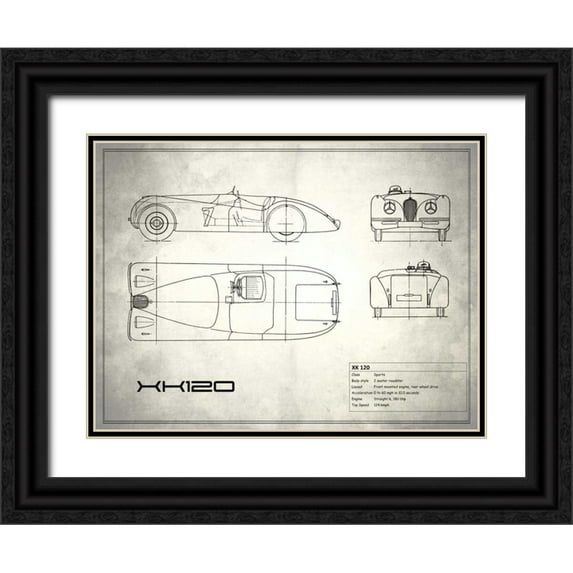 Rogan, Mark 18x15 Black Ornate Wood Framed with Double Matting Museum Art Print Titled - Jaguar XK-120 White