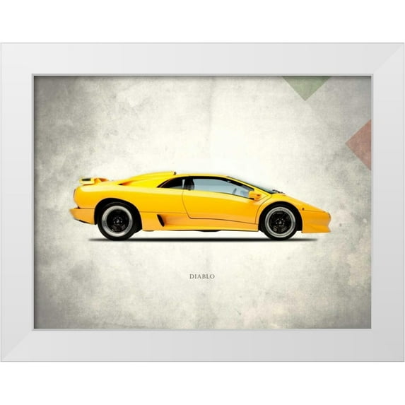 Rogan, Mark 18x15 White Modern Wood Framed Museum Art Print Titled - Lamborghini Diablo 1988
