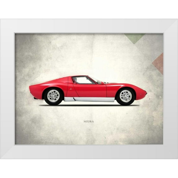 Rogan, Mark 18x15 White Modern Wood Framed Museum Art Print Titled - Lamborghini Miura P400 1967