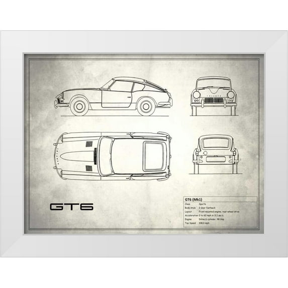 Rogan, Mark 18x15 White Modern Wood Framed Museum Art Print Titled - Triumph GT6 Mk1
