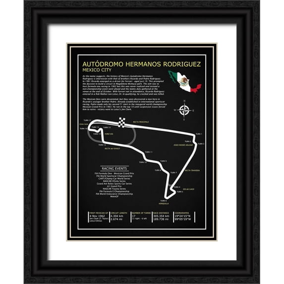 Rogan, Mark 19x24 Black Ornate Wood Framed with Double Matting Museum Art Print Titled - Autodromo Hermanos RodriguezBL